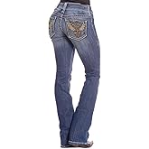 BlueMoment Bootcut Jeans for Curvy Women Western Cowgirls Stretchy Butts Lifting Jeans Retro Mid Low Rise Ladies Denim Jean