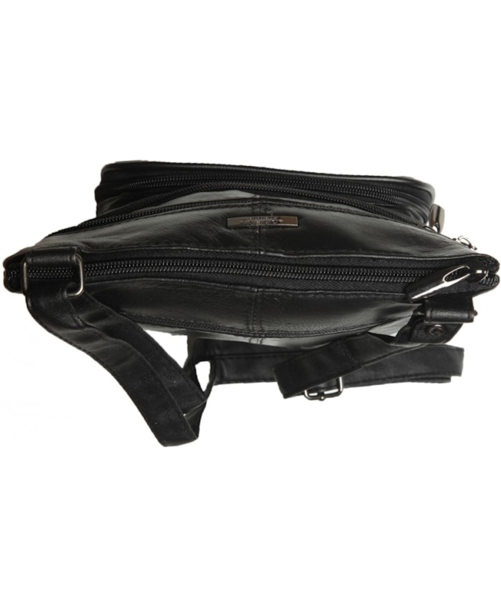 Ladies / Womens Super Soft Leather Shoulder / Cross Body Bag with Multiple Pockets (Black)