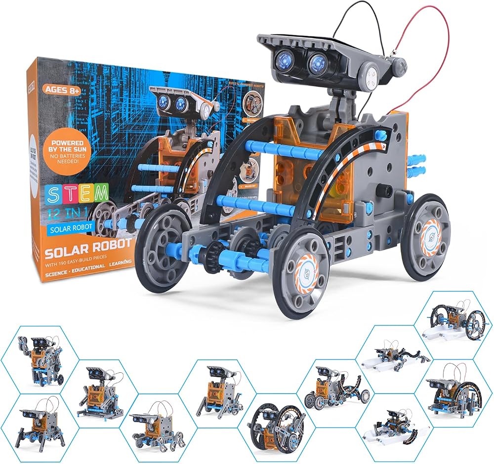 OMWay 12-in-1 Solar Robot Toys STEM Kit for Kids 8-14 Grey