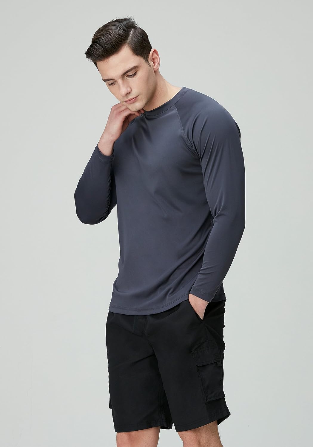 TSLA Men's Rashguard Swim Shirts, UPF 50+ Loose-Fit Long Sleeve Shirts, Cool Running Workout SPF/UV Tee Shirts: Clothing