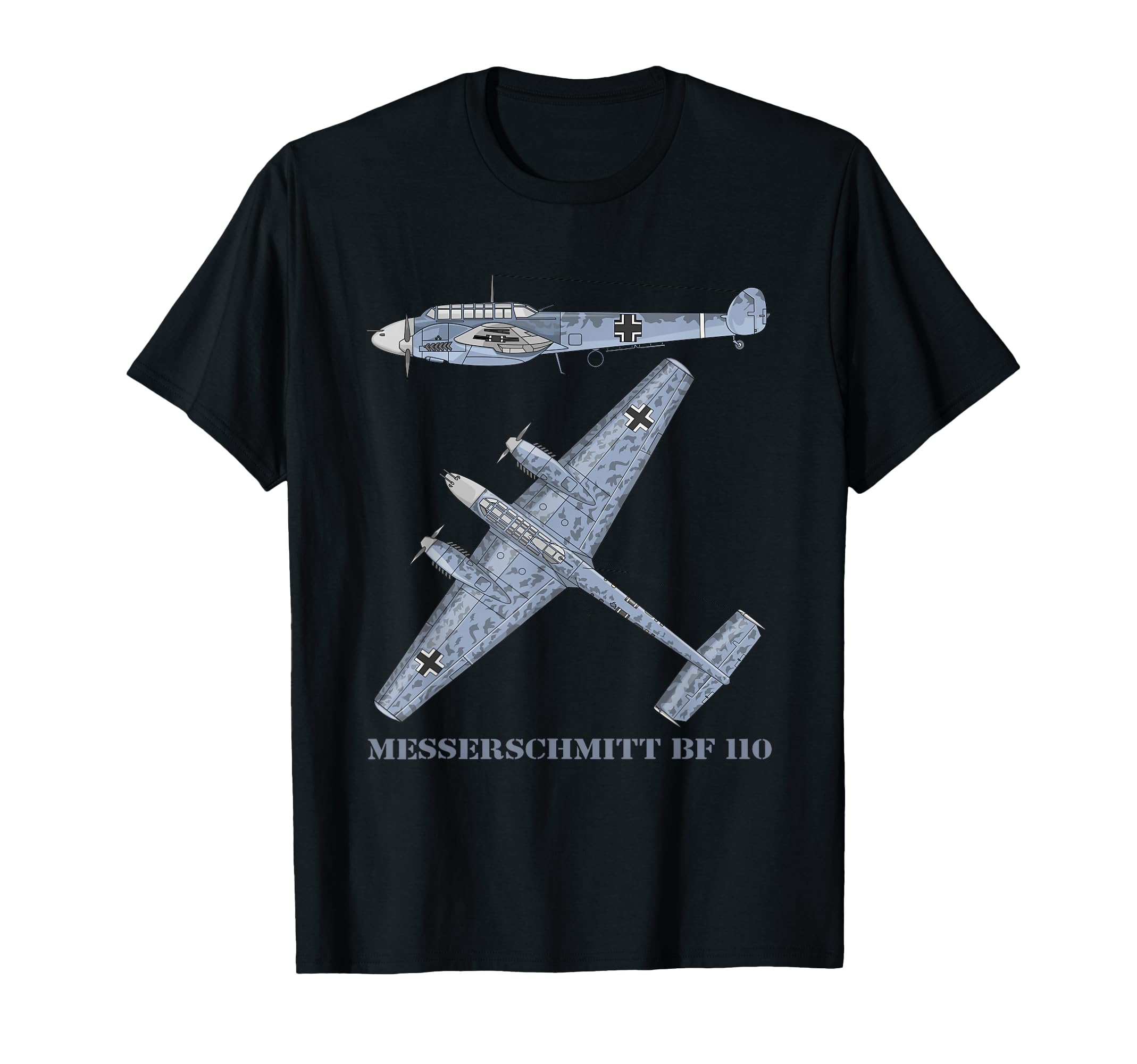 Messerschmitt Bf 110 German WW2 Fighter Bomber Plane Diagram T-Shirt