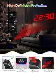 EVILTO Projection Alarm Clock, Digital Colorful