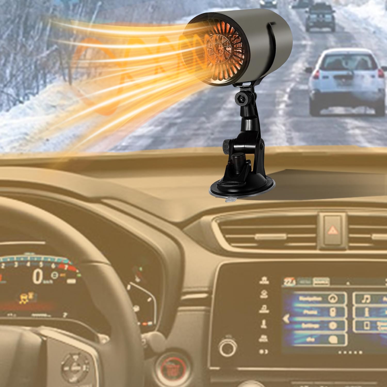 Photo 1 of YOMTOVM 2 in 1 Portable 12V Car Heater Defroster, Windshield Defogger Car Warm Air Blower Fast Heating & Cooling with Suction Bracket 150W