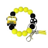 School Bus Silicone Bead Keychain Bracelet – Cute