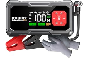 Car Battery Booster Pack Jump Starter with Air Compressor, BiuBox 7000A 150PSI Car Booster Battery Pack (All Gas/9L Diesel), 