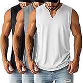 Ficerd 3 Pack Men's Big and Tall Muscle Tank Tops V Neck Sleeveless Shirts Plus Size Summer Casual Lightweight Tees