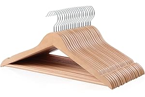 Amazon Basics Wood Suit Clothes Hangers - Natural, 20-Pack