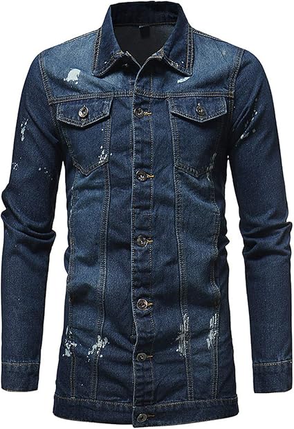 Amazon Co Jp メンズオータムデニムトレンチコート ミドル丈デニムジャケットトップ 無地カジュアルデニムトレンチコート オータムデニムメンズジャケッ 家電 カメラ