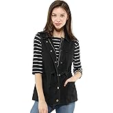 Allegra K Women's Zip Up Sleeveless Jacket Utility Anorak Outwear Cargo Vest