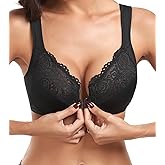 HACI Women's Front Closure Bra Underwire Unpadded Plus Size Full Coverage T-Shirt