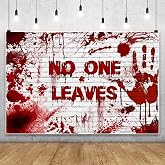20x10ft Vinyl XMJJKUF Halloween Backdrop Halloween Horror Bloody Handprints Blood Splatter No One Leaves Photography Background Halloween Party Decorations Happy Halloween Photo Booth Props
