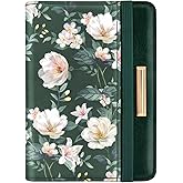 Passport Holder Cover Travel RFID Blocking Passport Cover Rose Gold Cute Flowers Passport Wallet with Elastic Band for Women