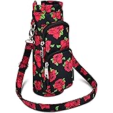 Betsey Johnson Insulated Water Bottle Pouch Holder Carrier Crossbag with Adjustable Shoulder Strap - Lightweight Polyester Accessories with Pockets Good for Hiking Sports