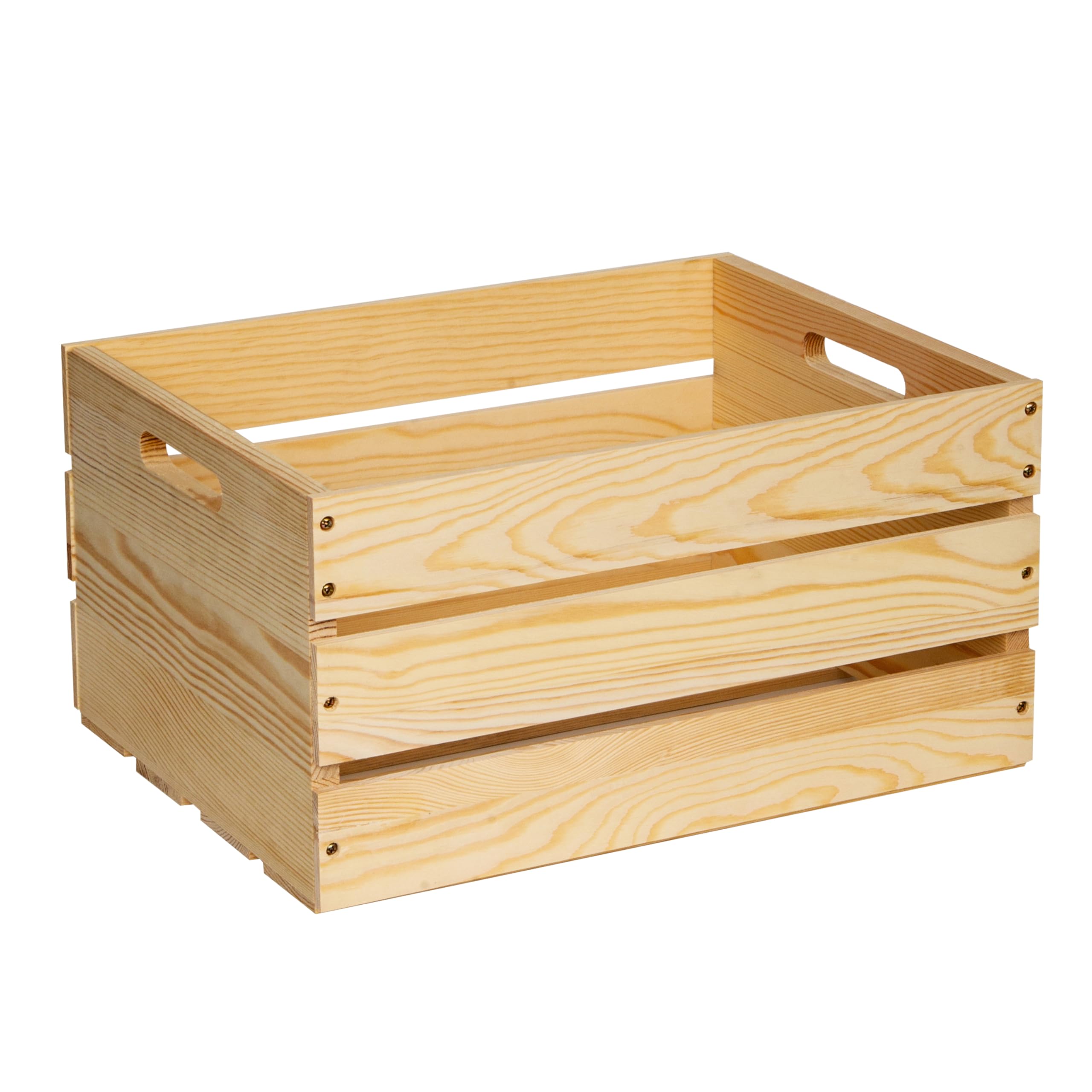 Photo 1 of 1 Pack Natural Pine Wooden Crates with Handles,Many Crates Together Also Ideal for Bookcase,Rustic Wood Storage Crate for Home, Office, Shop and etc. (1)