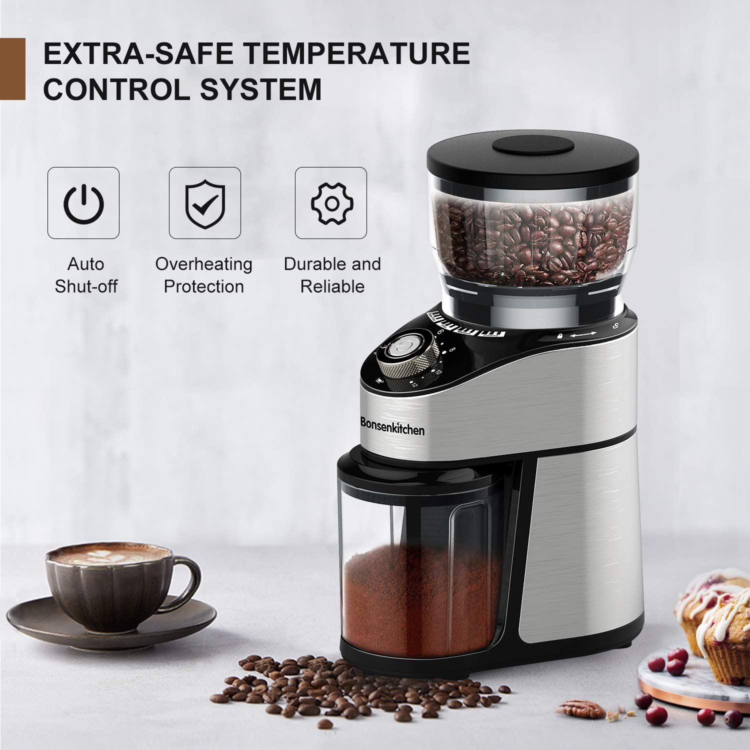 Mua Stainless Steel Conical Burr Coffee Grinder, Automatic Electric