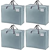 VENO 4 Pack Moving Bags, Christmas Storage Containers, Storage Totes, Zipper On Top, Sturdy, Storage Bags for Camping, Clothes, Bedding, Comforters, Pillows (22 Gallon Light Blue, 4 Pack)