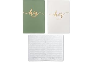 Vekola Vow Books for Wedding His and Hers Elegant Gold Foil Set of 2 Wedding Notebook with 28 Pages