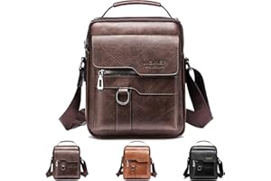 KINGSEA Messenger Bag for Men, PU Leather Crossbody Shoulder Bags Travel Bag Man Purse Casual Sling Pack Personality Briefcase