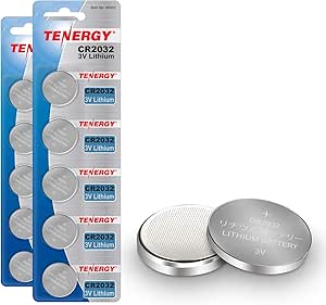 Tenergy 3V CR2032 Batteries, Lithium Button Coin Cell 2032 Battery, Compatible with AirTag, Key FOBs, calculators, Coin counters, Watches, Heart Rate Monitors, glucometer, and More - 10 Pack