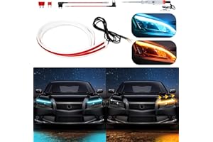 DUOFU365 Car LED Strip Lights,DRL Daytime Running Lights Waterproof Flexible 24 Inch Dual Color Car Led Strip Sequential Switchback Led Strip Ice Blue &Amber/Yellow