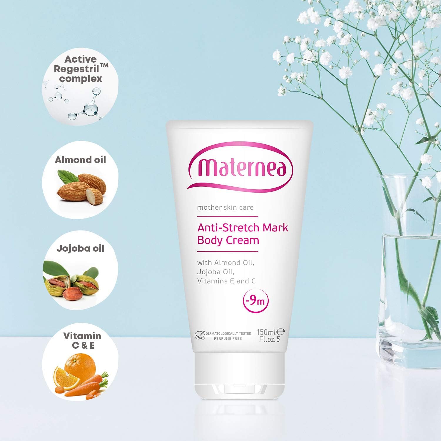 Stretch Mark Cream, Hydrating Cream Pregnancy Care with Almond, Sunflower, & Jojoba Oils, Skin-Safe & Perfume-Free - Image 4