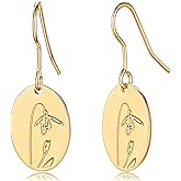 Moodear Valentines Day Gifts for Her Trendy Earrings for Women - Dainty Flower Dangle Earrings - Minimalist 14K Gold Plated Boho Hypoallergenic Statement Jewelry