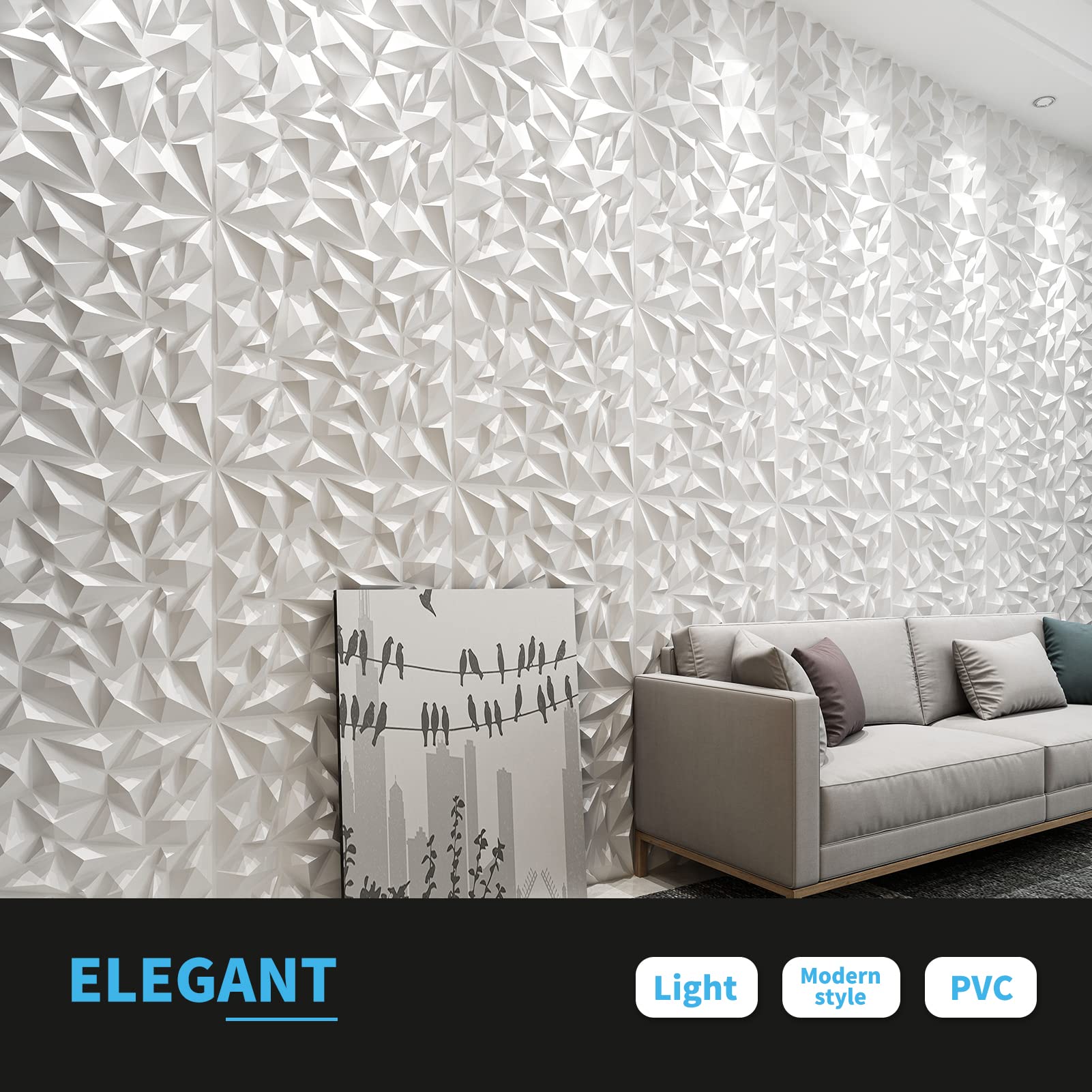 Mua Art3d 19.7" x 19.7" (Pack Of 12) Wall Panel Diamond, White trên ...