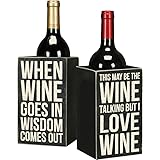 Primitives by Kathy Distressed Black and White Wooden Box, 4.25 x 7.25 x 4.25-Inches, When Wine Goes In