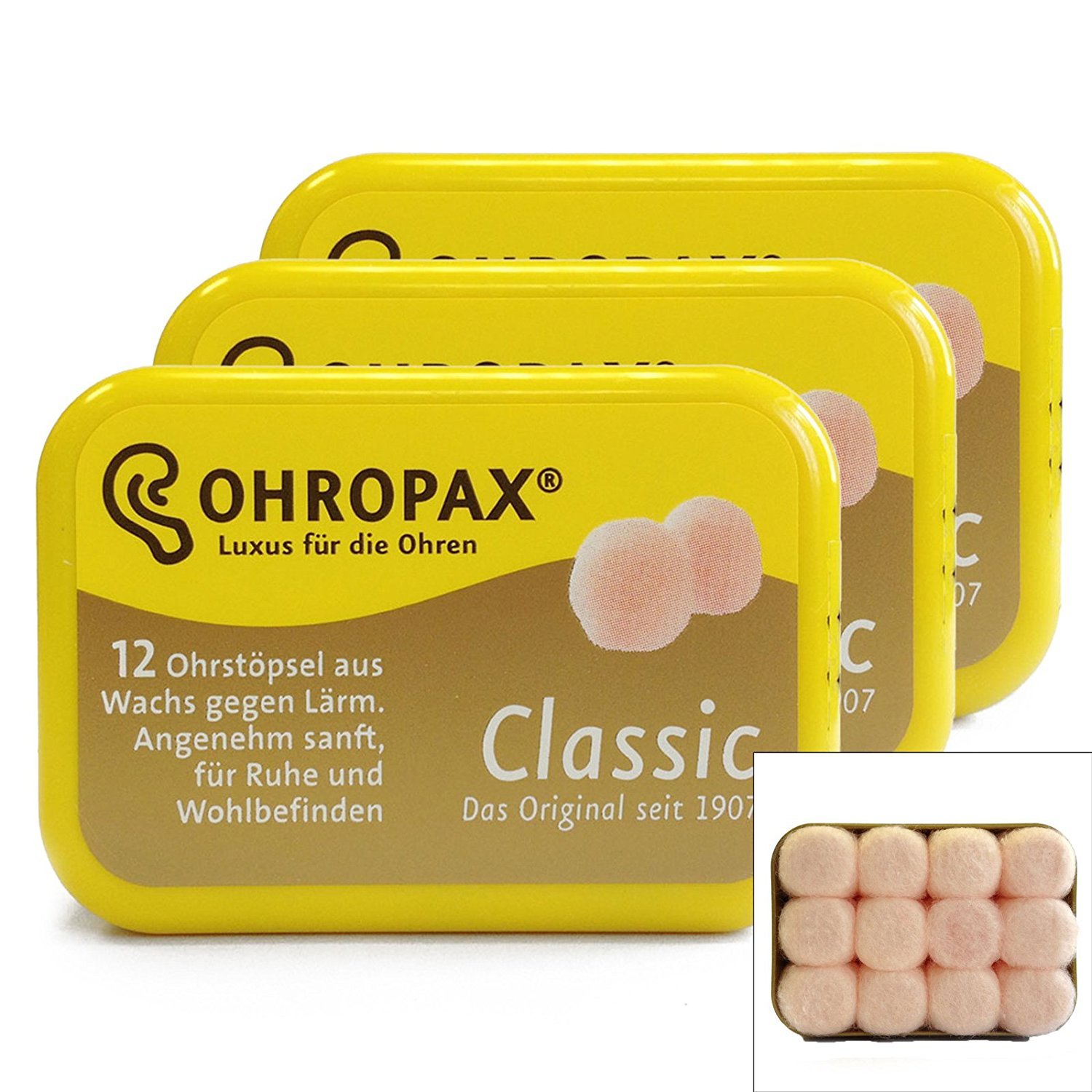 Ohropax Classic Wax Mouldable Earplugs 3 Packs (18 Pairs)