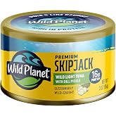 Wild Planet Premium Skipjack Wild Tuna with Dill Pickle, 3 Oz Can, 1 Pack | Sustainably Pole &amp; Line Caught Wild Light Tuna. Non-GMO, Gluten Free, Kosher, Dairy Free, Keto &amp; Paleo Friendly