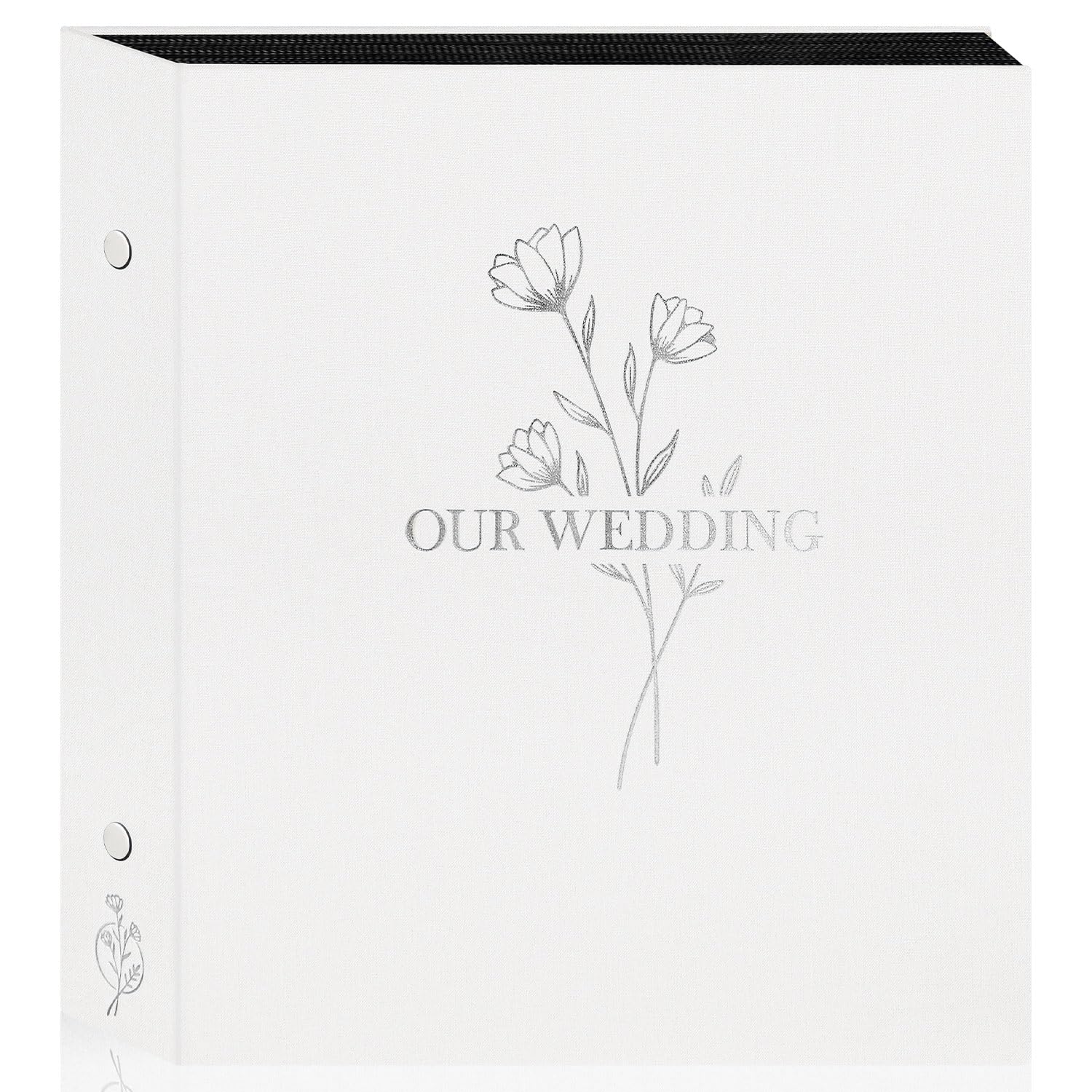 Lanpn Wedding Photo Album 6x4 600 Pocket Photos Slip in, Linen Cover Large Capacity Newlywed Marriage Album Hold 600 Portrait Landscape Photos (Flower, White)