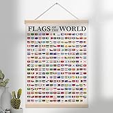 World Maps For Wall Decor,Flags of the World Flags Poster Geography Classroom Decor International Country Flags Reference Chart Cool Wall Art Print Poster 12x16 Signs