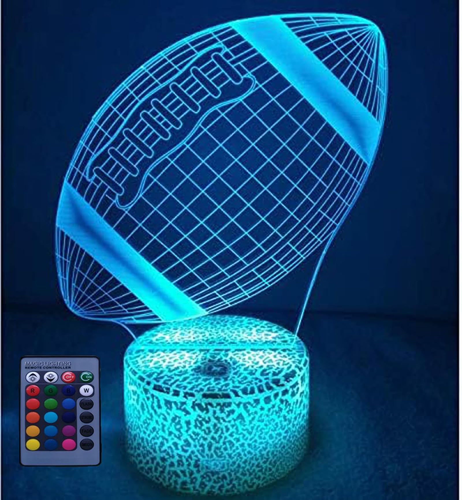 HPBN8 Ltd Creative 3D Rugby Night Light USB Power Remote Control Touch Switch Decor Table Optical Illusion Lamps 7/16 Color Changing LED Table Lamp Xmas Home Love Brithday Room Decoration