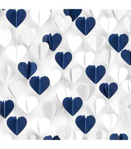 Herzförmiges Party-Konfetti – 300 Stück In Marineblau, Weiß & Silber, 3 Cm Groß, Für Tischdeko Bei Hochzeit, Geburtstag & Valentinstag