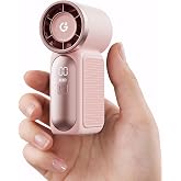 Gaiatop Portable Handheld Mini Fan, 6 Speeds 16900 RPM High Velocity Personal Fan with LED Display, USB Rechargeable, Mini Fan with Lanyard for Makeup, Travel, Outdoor Fan for Women Girl Gift, Pink