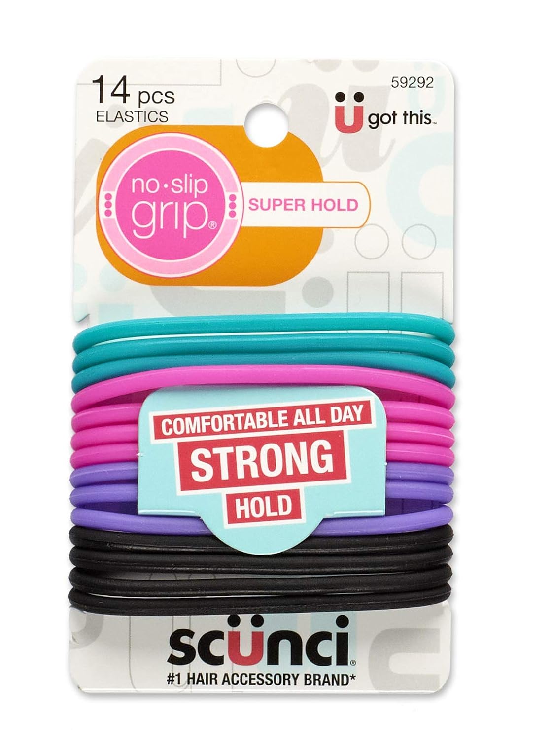 Scunci No-Slip Grip Evolution Jelly Ponytailers, Strong Hold, Assorted Colors, 14-Pcs per pack (1-Pack) : Ponytail Holders : Beauty