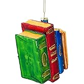 Joiedomi Christmas Book Glass Blown Mini Ornament, Small Funny Mini Ornaments for Christmas Tree Decorations, Book Stack Decorations for Xmas Gift Holiday Party Favor Party Supplies Indoor