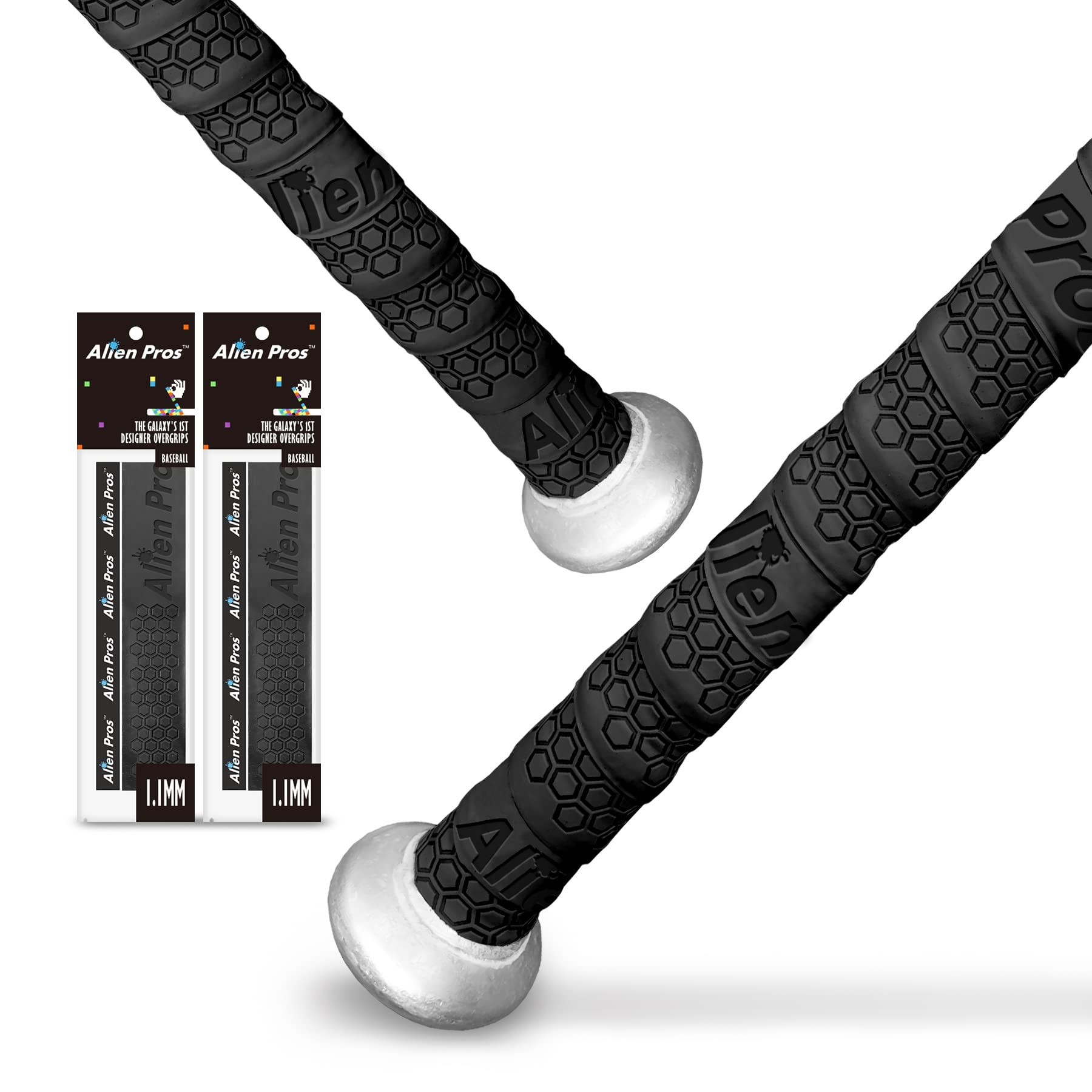 Photo 1 of Alien Pros Bat Grip Tape for Baseball (2 Grips) – 1.1 mm Precut and Pro Feel Bat Tape – Replacement for Old Baseball bat Grip – Wrap Your Bat for an Epic Home Run (2 Grips, Black)
