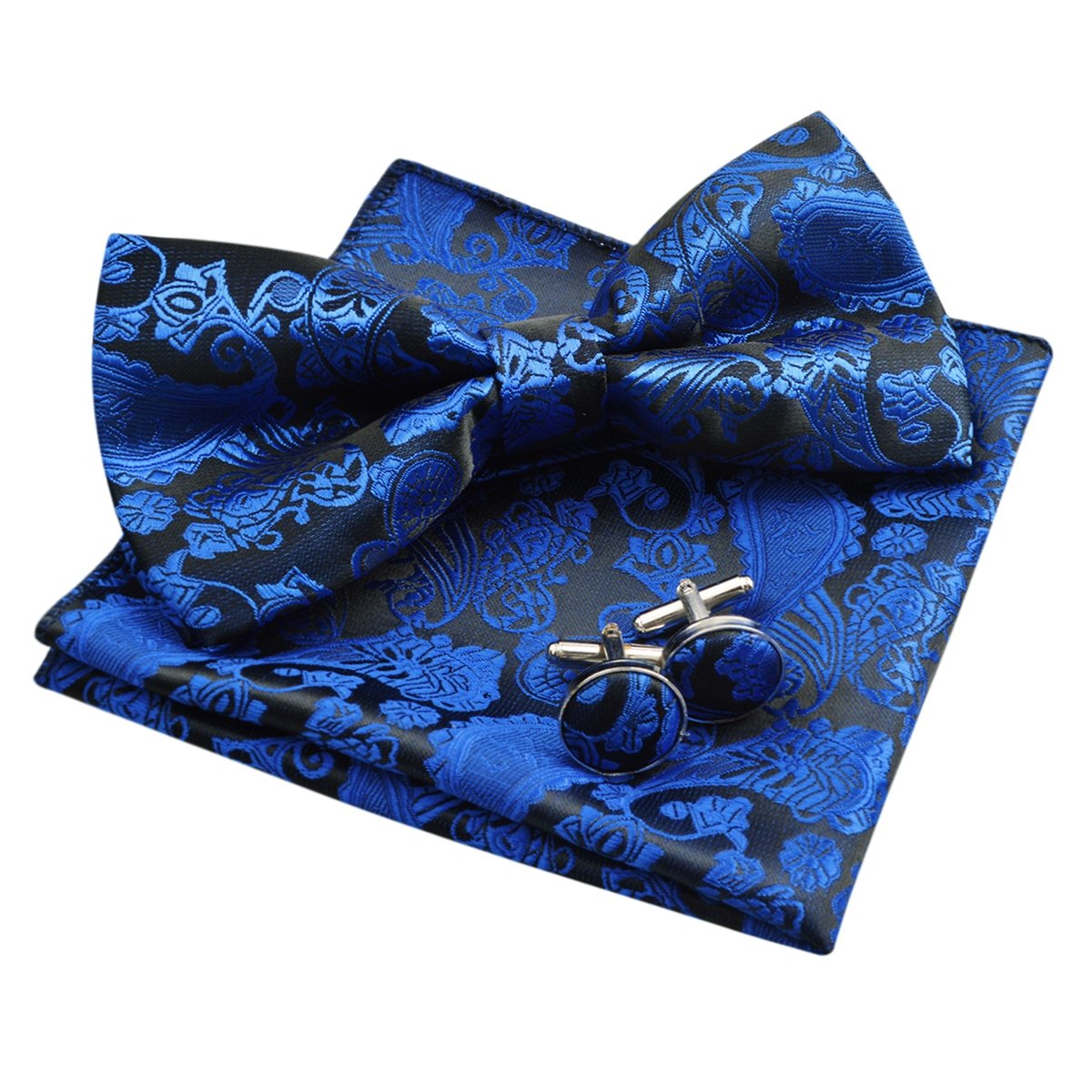 Alizeal Mens Paisley Bow Tie, Pocket