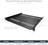 StarTech 1U Universal Vented Rack Shelf 16in Deep 20kg 44lb CABSHELF116V view 2