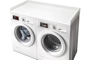 Gashell Washer Dryer Countertop, 27.5" x 58" Bamboo Washer and Dryer Countertop for Laundry Room Organization(White)