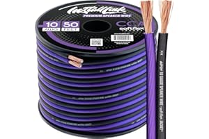 Install Link 10 AWG Gauge Speaker Wire Cable (50 Feet) Stereo, Car or Home Theater, CCA