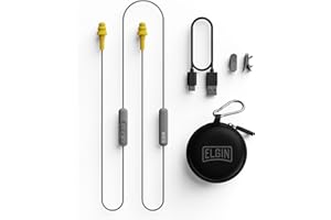 Elgin Ruckus Wireless Bluetooth Earplug Headphones, 25 dB NRR, Noise Canceling Mic, 12-Hour Battery, IP65 Sweatproof, Compliant with OSHA Hearing Safety Standards