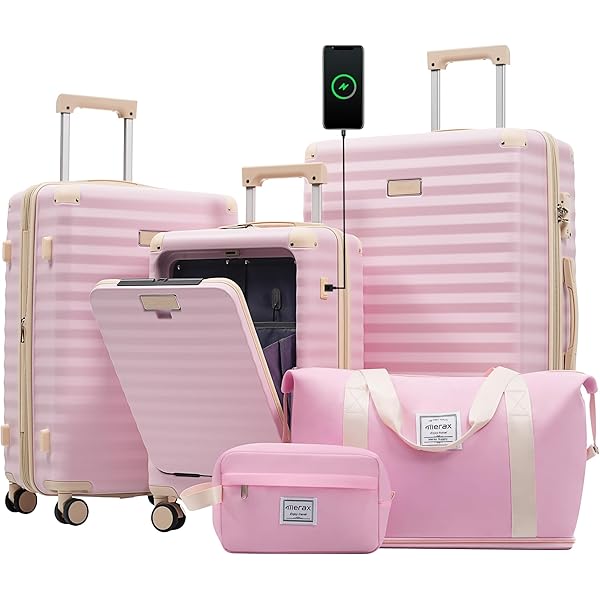 Amazon.com | Merax Luggage Sets 5 Piece,Front Open Hardshell