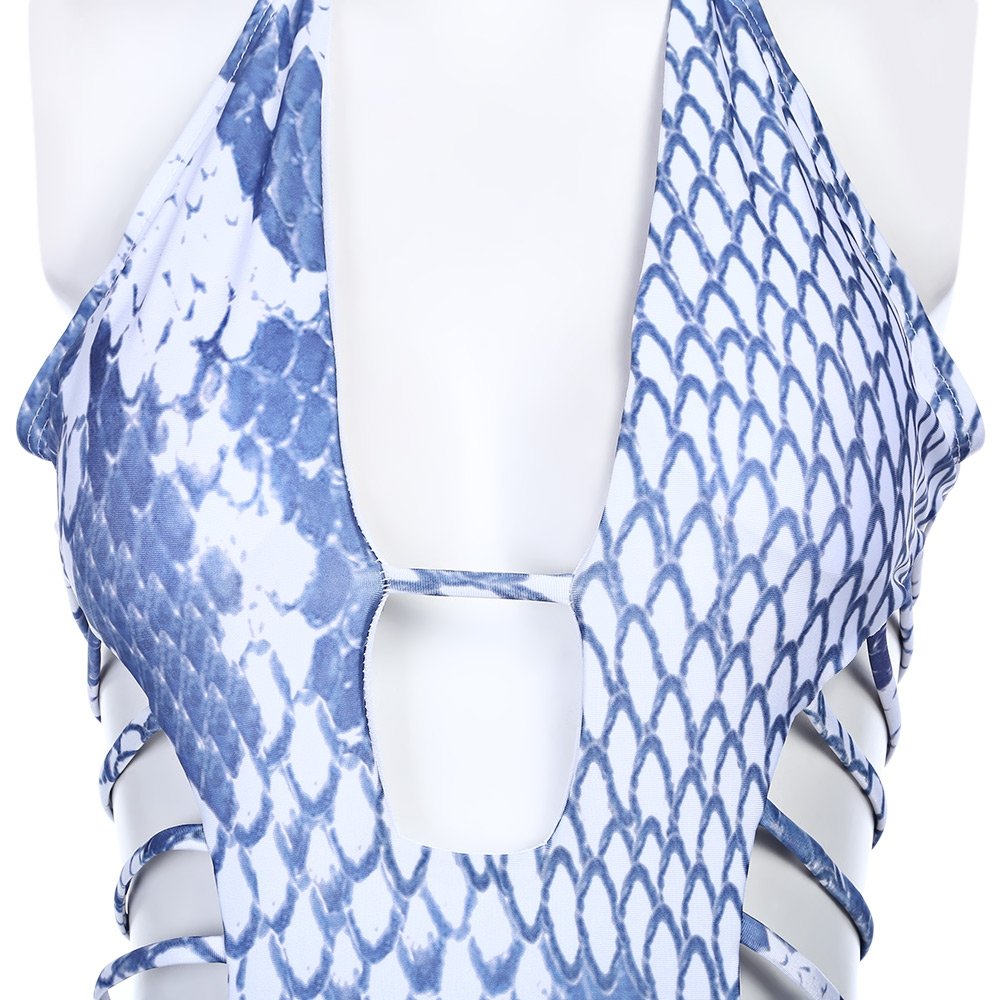 zorbes women swimming sexy halter snake pattern siamesed bikini