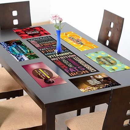 YaYa cafe Healthy Food and Fruits Printed Table Runner with 6 Mats for Dining Table