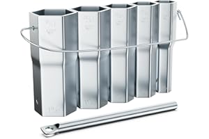 TEKAPHERD 5-Pcs Shower Valve Socket Wrench Set with Bar Handle for Bathroom Removal of Tub and Shower Valves, Including 21/32" x 27/32", 29/32" x 31/32", 1-1/32" x 1-3/32", 1-9/32" x 1-5/32", 1-11/32" x 1-7/16"