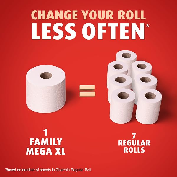 CHARMIN ULTRA STRONG CLEAN TOUCH TOILET PAPER, 6 FAMILY MEGA XL ROLLS = 42 REGULAR ROLLS