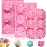 3 Pack Silicone Soap Molds,Flowers Soap Mold for Soap Making,Great for Handmade Soaps,Lotion Bars,Biscuit,Chocolate,Moon Cake