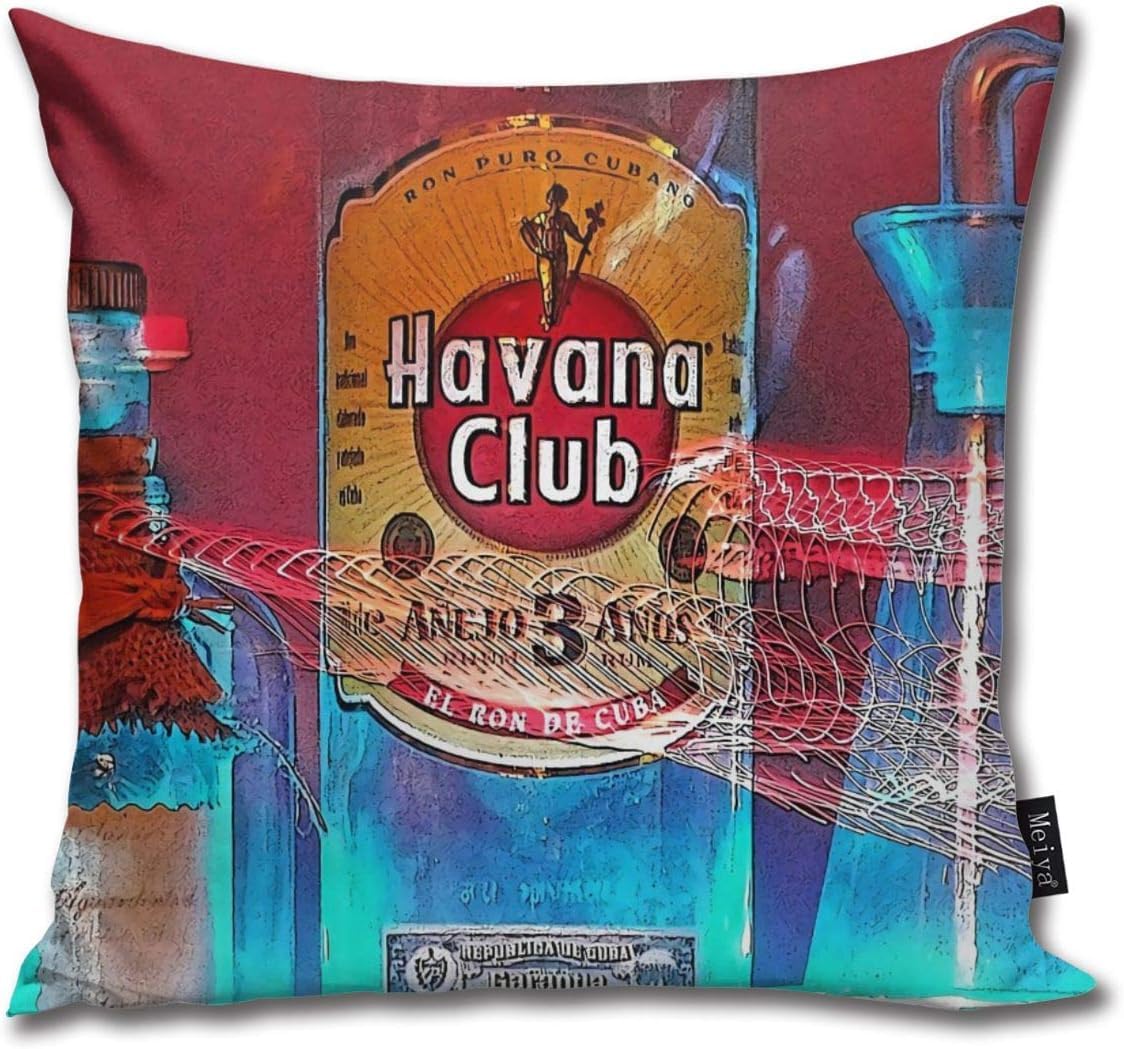 QMS CONTRACTING LIMITED Throw Pillow Cover Havana Club Decorative Pillow Case Home Decor Square 18x18 Inches Pillowcase